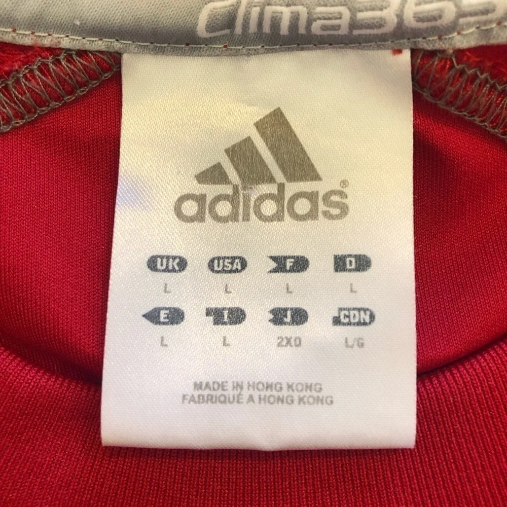 Adidas Men's Climalite Three Stripe Short sleeve tee shirt/ RED/ size L